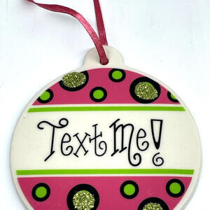 Kurt‎ Adler TEXT ME Ceramic Glitter 3.5" Christmas Ornament